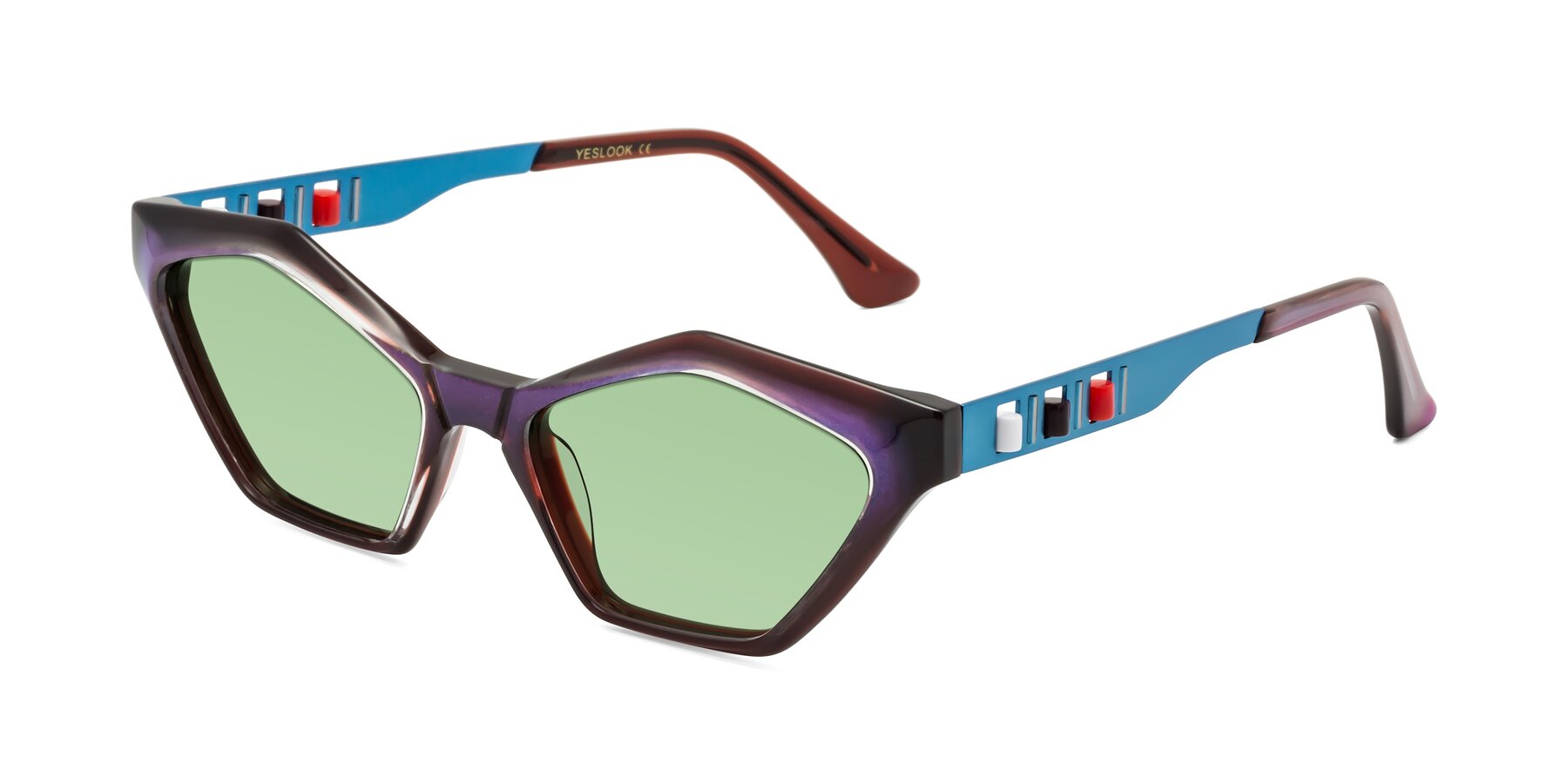 Angle of Prade in Iridescent Blue with Medium Green Tinted Lenses