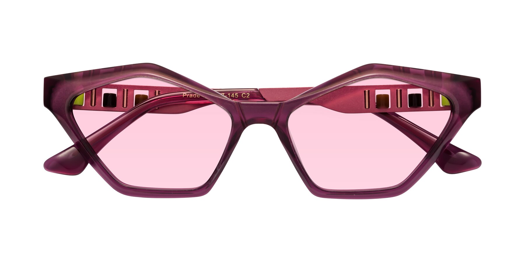 Folded Front of Prade in Iridescent Red with Light Pink Tinted Lenses