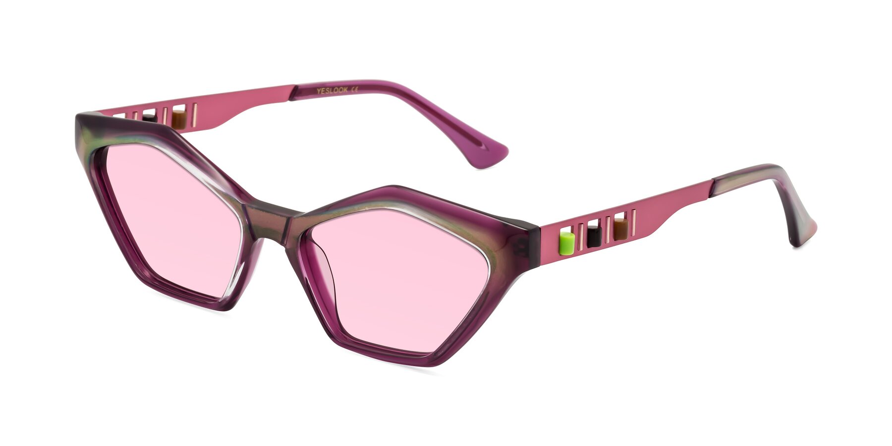Angle of Prade in Iridescent Red with Light Pink Tinted Lenses
