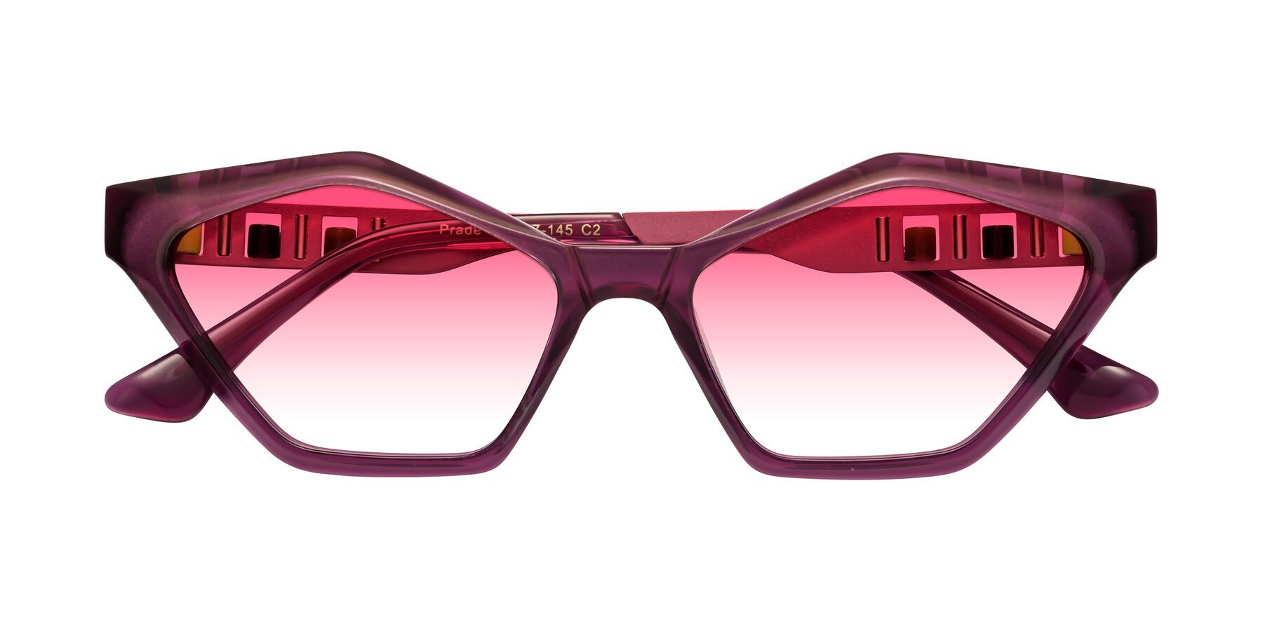 Folded Front of Prade in Iridescent Red with Pink Gradient Lenses