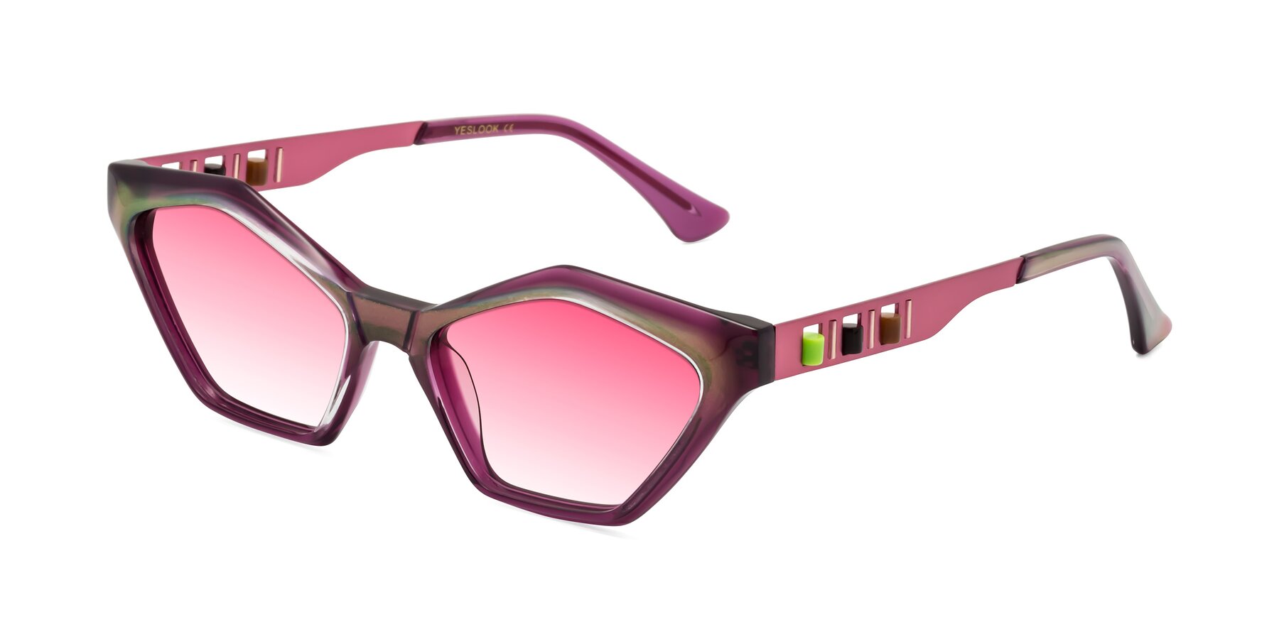 Angle of Prade in Iridescent Red with Pink Gradient Lenses