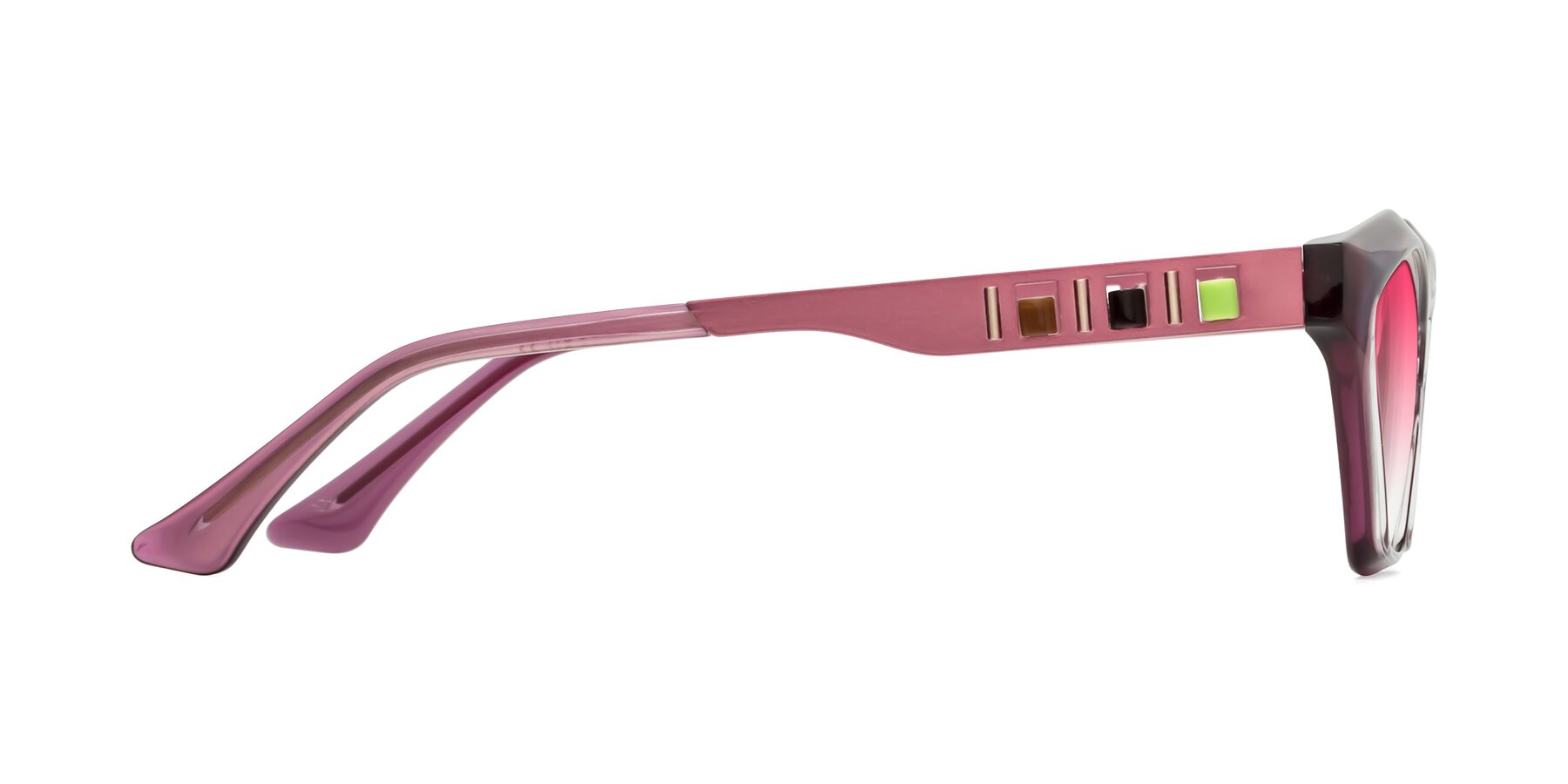 Side of Prade in Iridescent Red with Pink Gradient Lenses