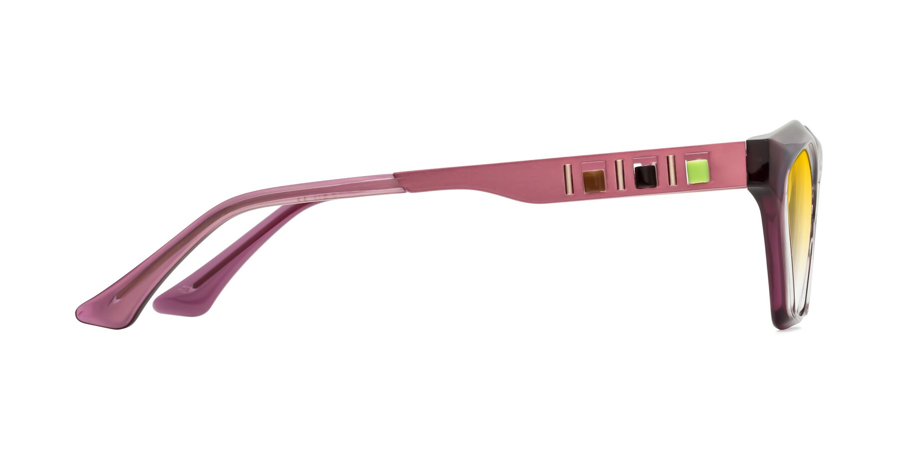 Side of Prade in Iridescent Red with Yellow Gradient Lenses