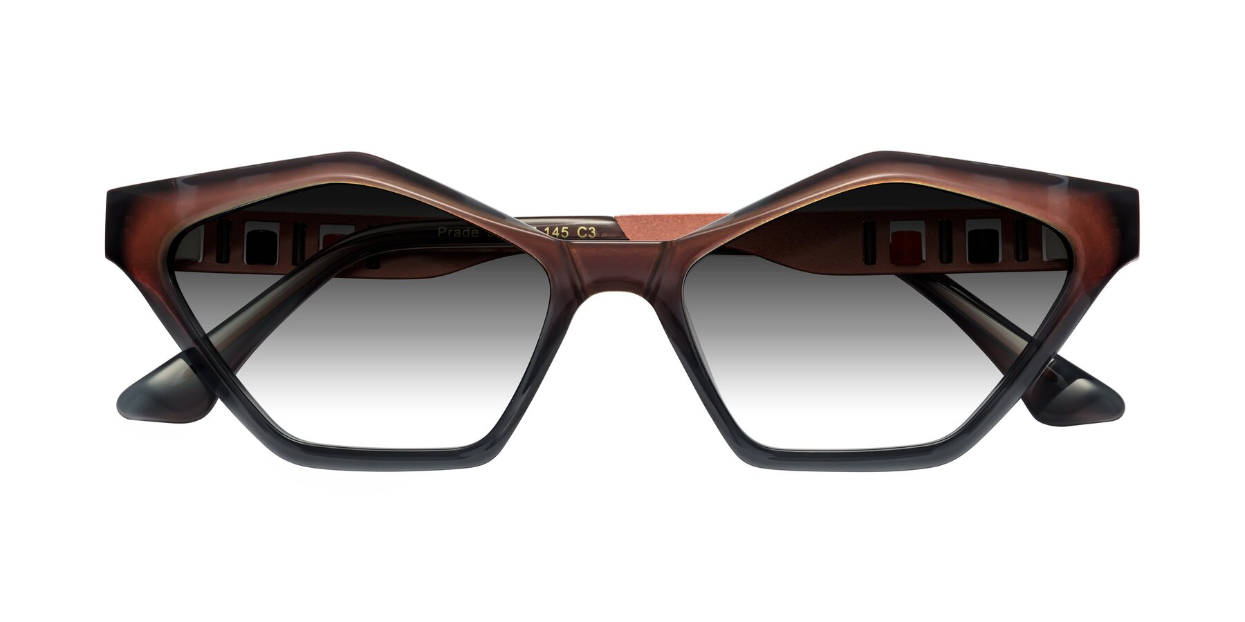 Folded Front of Prade in Iridescent Rust with Gray Gradient Lenses