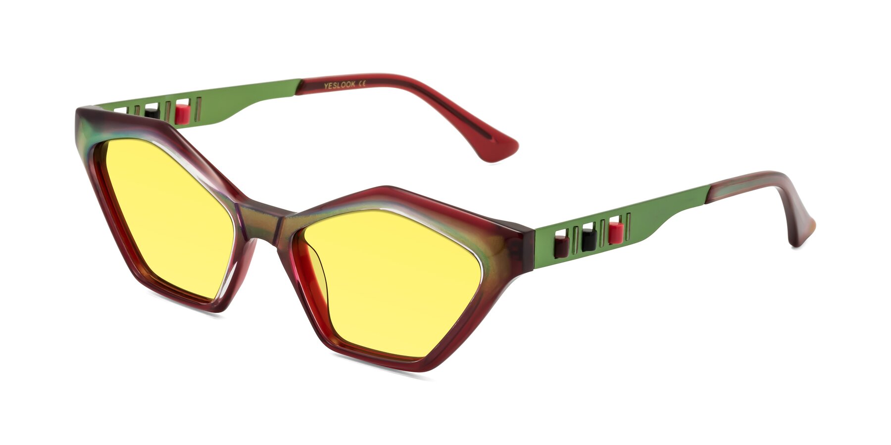 Angle of Prade in Iridescent Green with Medium Yellow Tinted Lenses