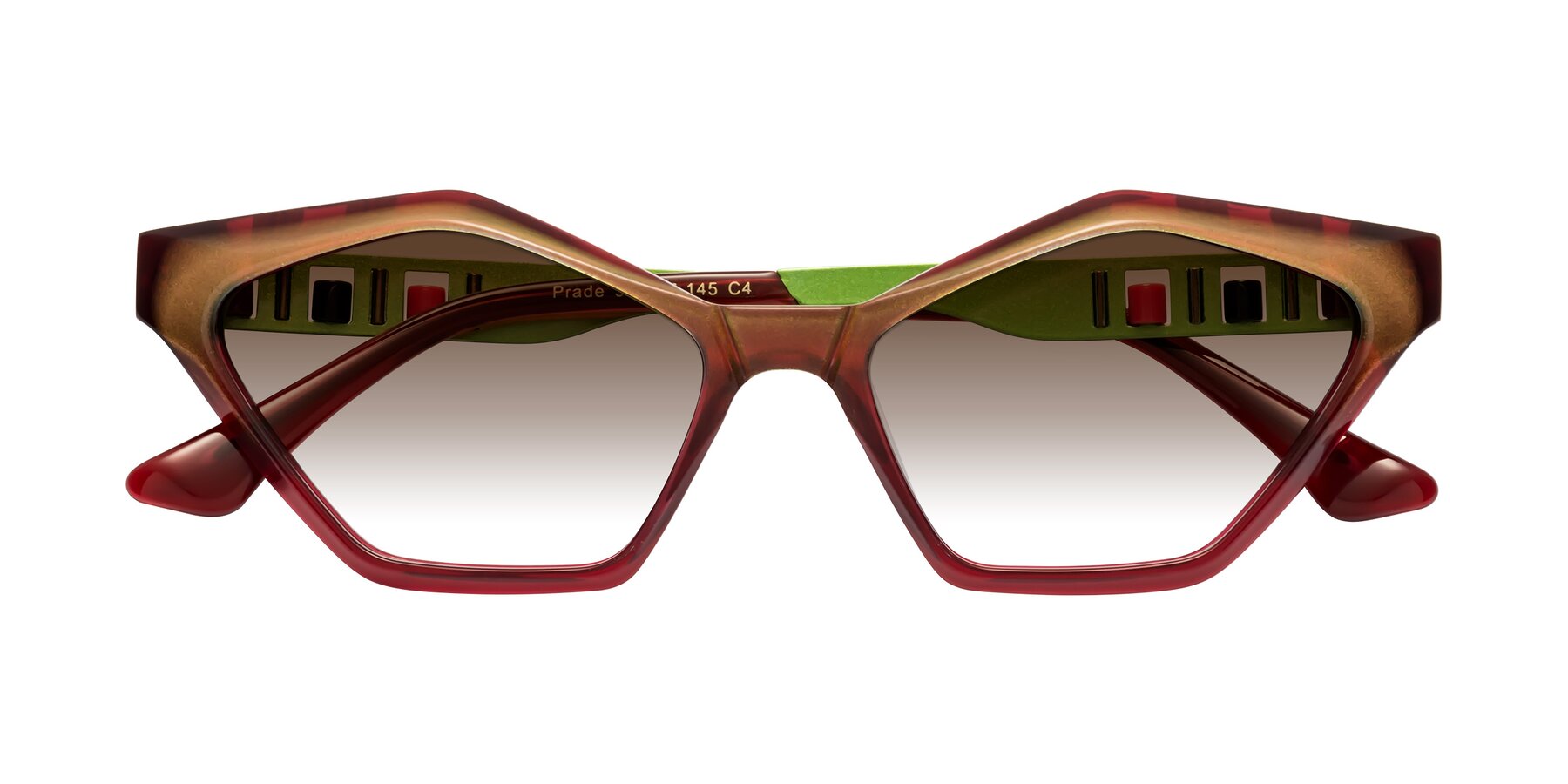 Folded Front of Prade in Iridescent Green with Brown Gradient Lenses