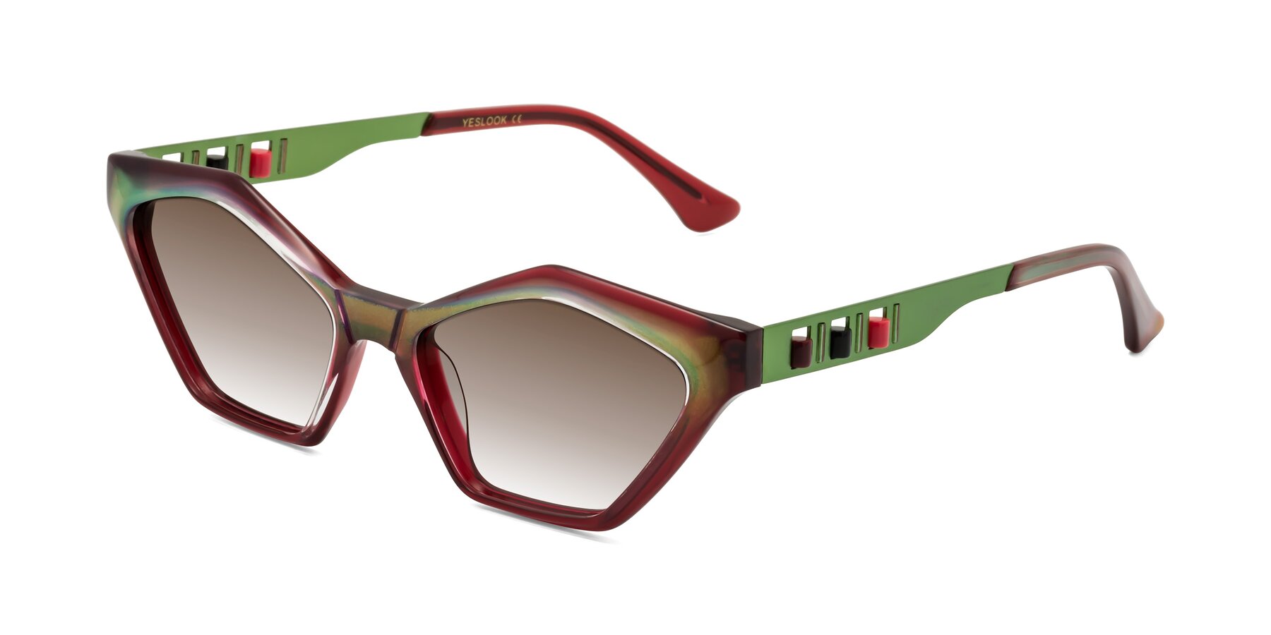 Angle of Prade in Iridescent Green with Brown Gradient Lenses