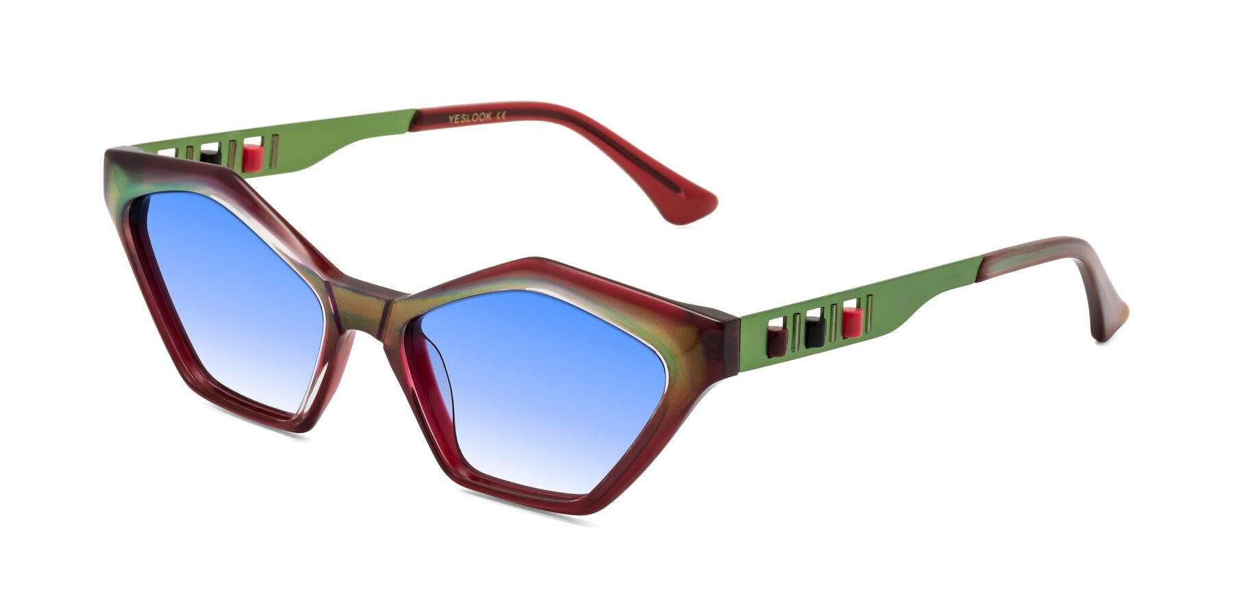 Angle of Prade in Iridescent Green with Blue Gradient Lenses