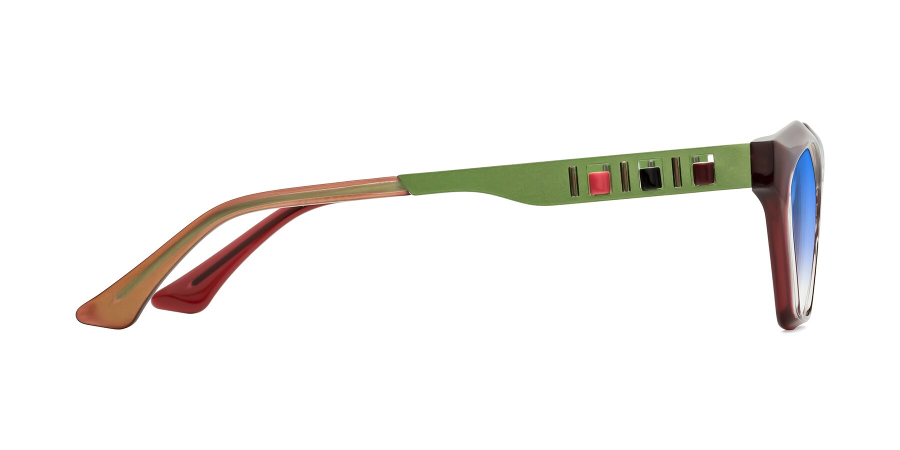 Side of Prade in Iridescent Green with Blue Gradient Lenses