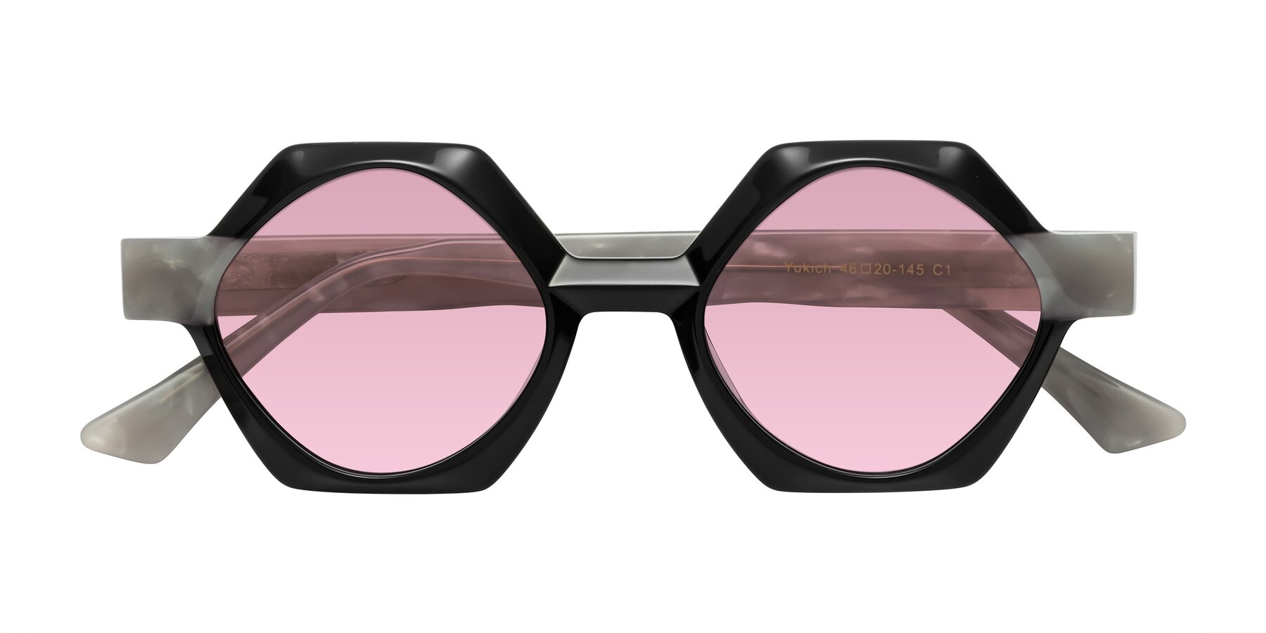 Folded Front of Yukich in Black with Light Wine Tinted Lenses