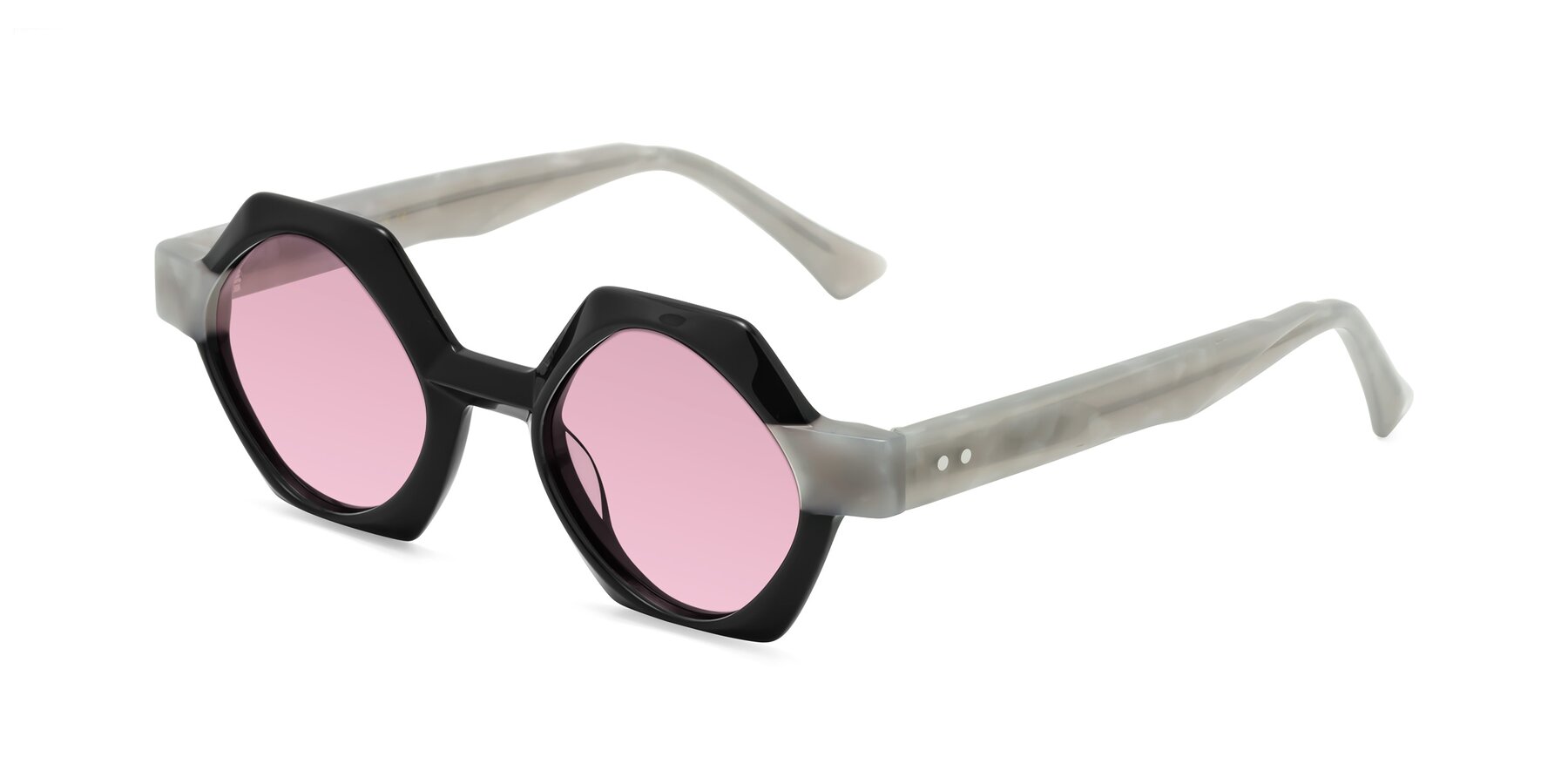 Angle of Yukich in Black with Light Wine Tinted Lenses
