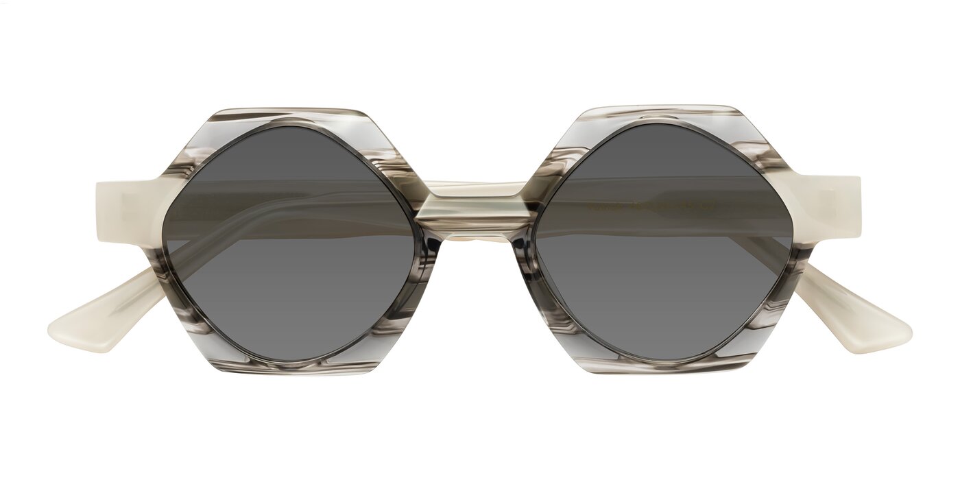 Yukich - Gray Striped Tinted Sunglasses
