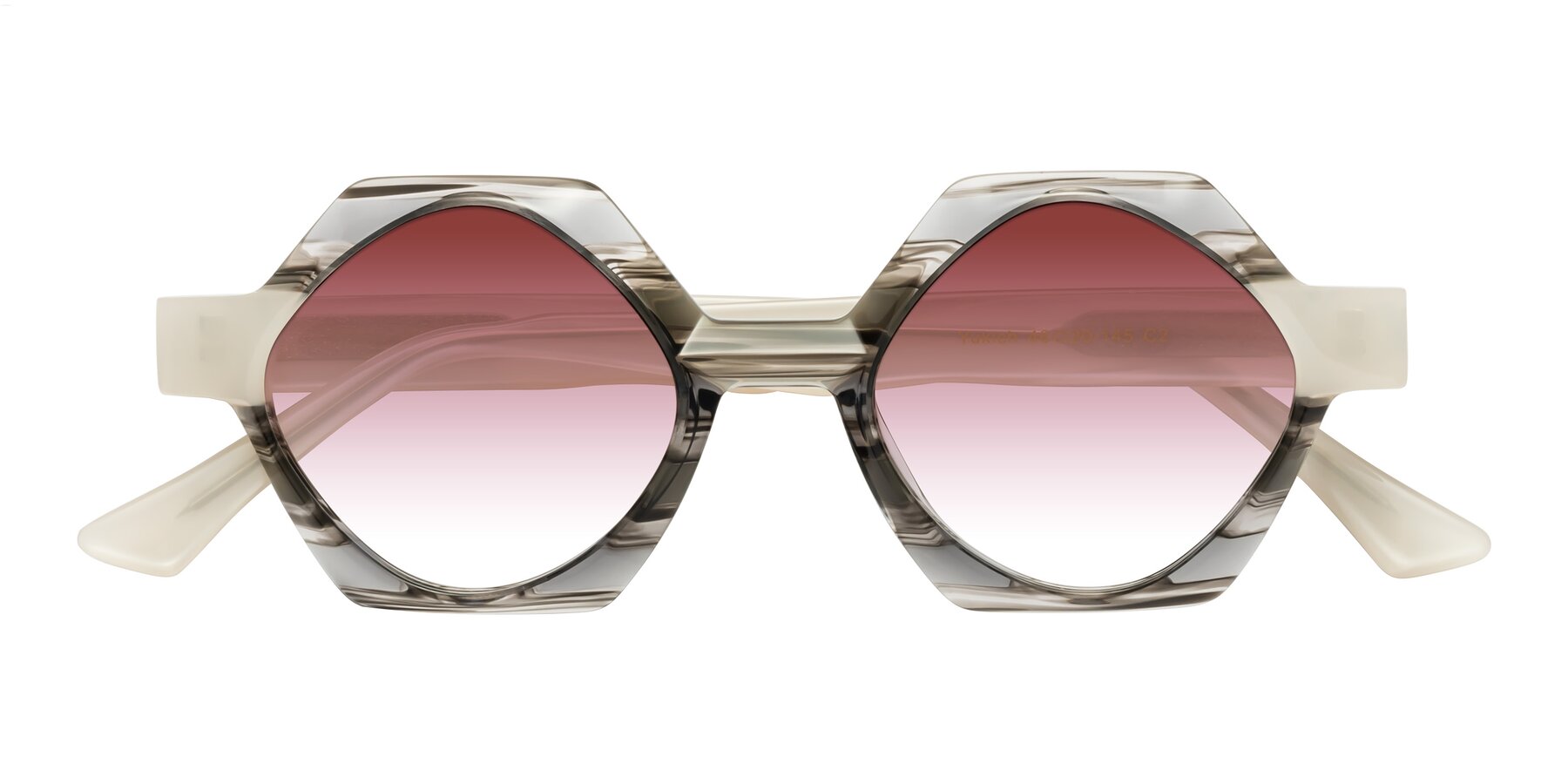 Folded Front of Yukich in Gray Striped with Garnet Gradient Lenses