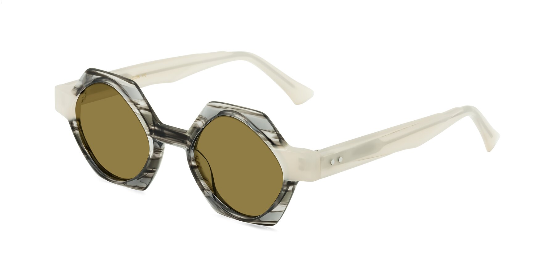 Angle of Yukich in Gray Striped with Brown Polarized Lenses