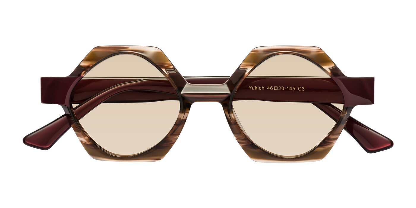 Yukich - Brown Striped Tinted Sunglasses