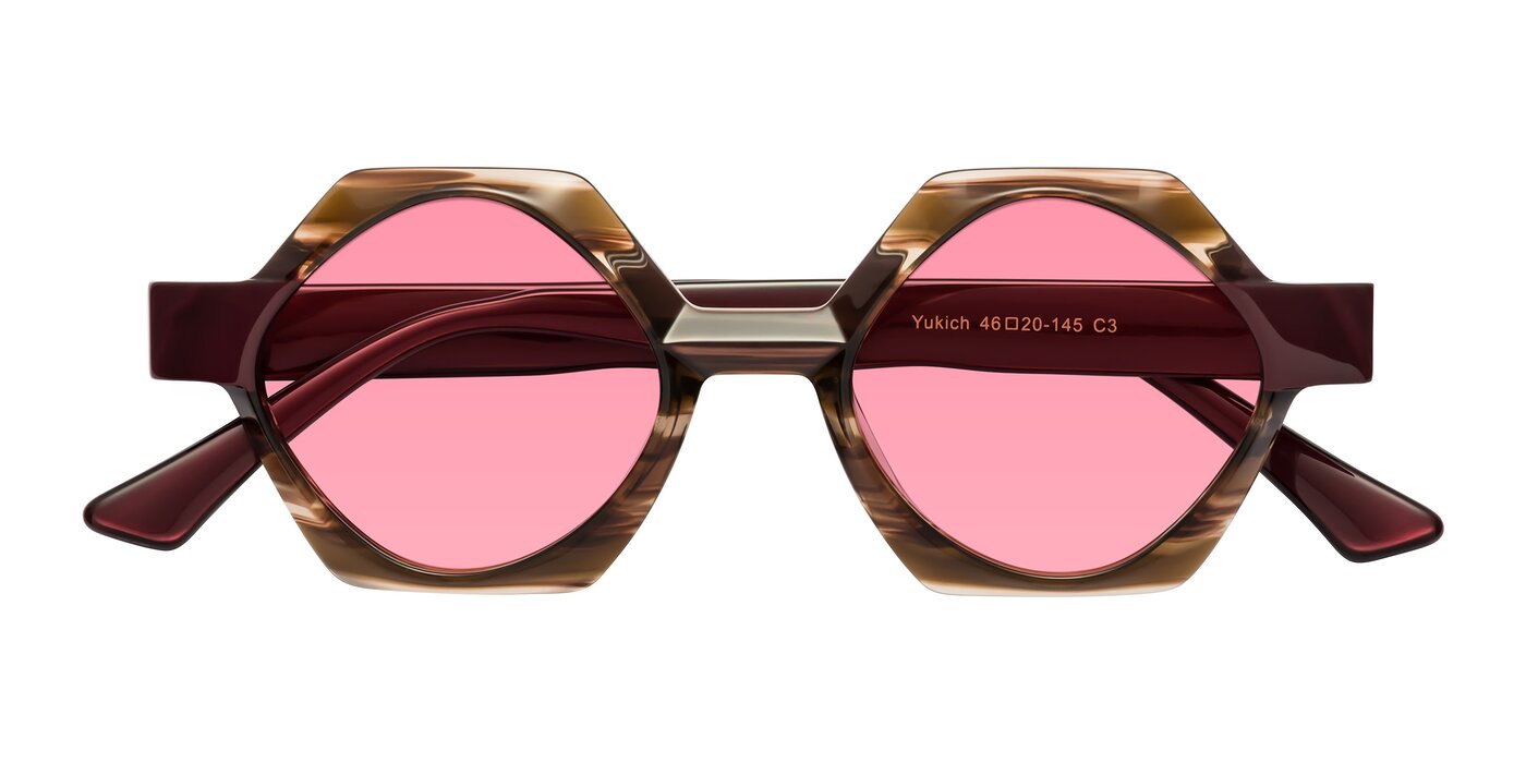 Yukich - Brown Striped Tinted Sunglasses