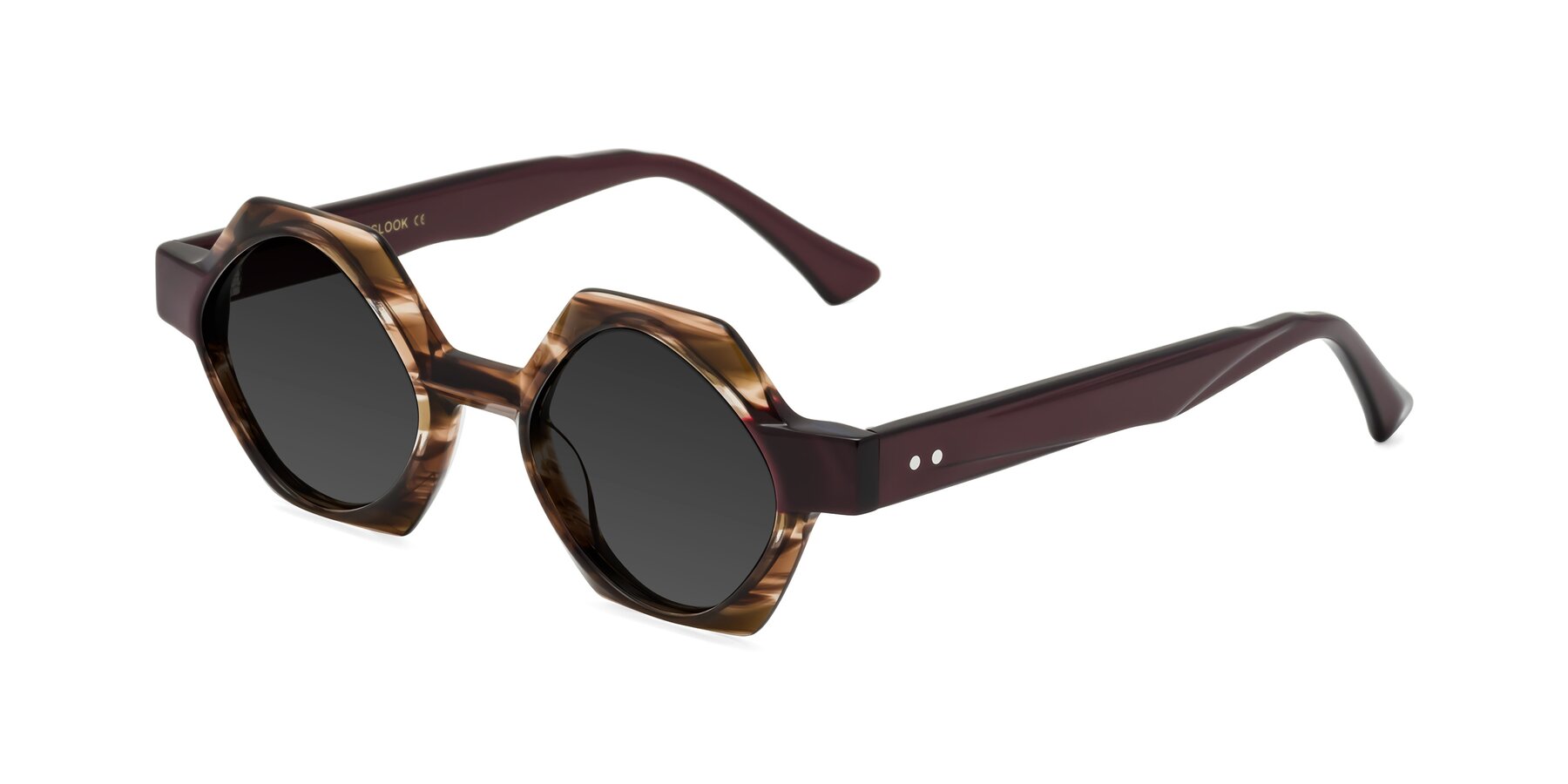 Angle of Yukich in Brown Striped with Gray Tinted Lenses