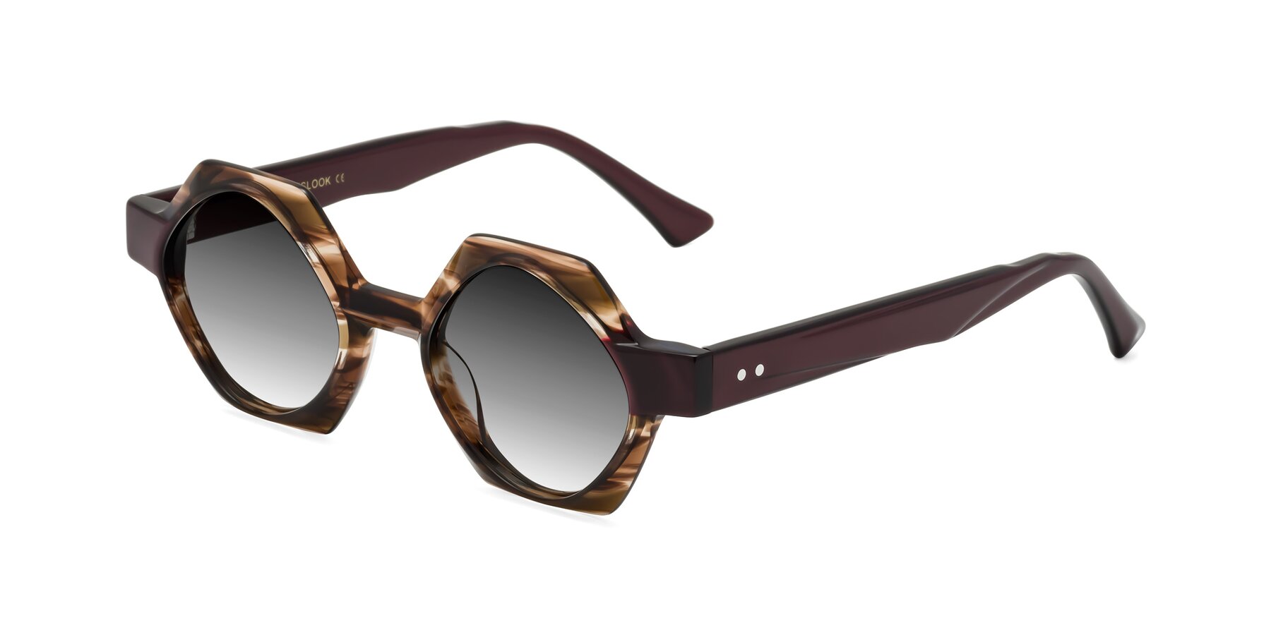 Angle of Yukich in Brown Striped with Gray Gradient Lenses