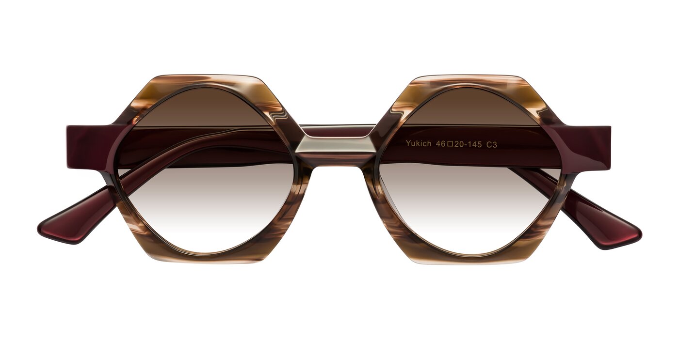 Yukich - Brown Striped Gradient Sunglasses