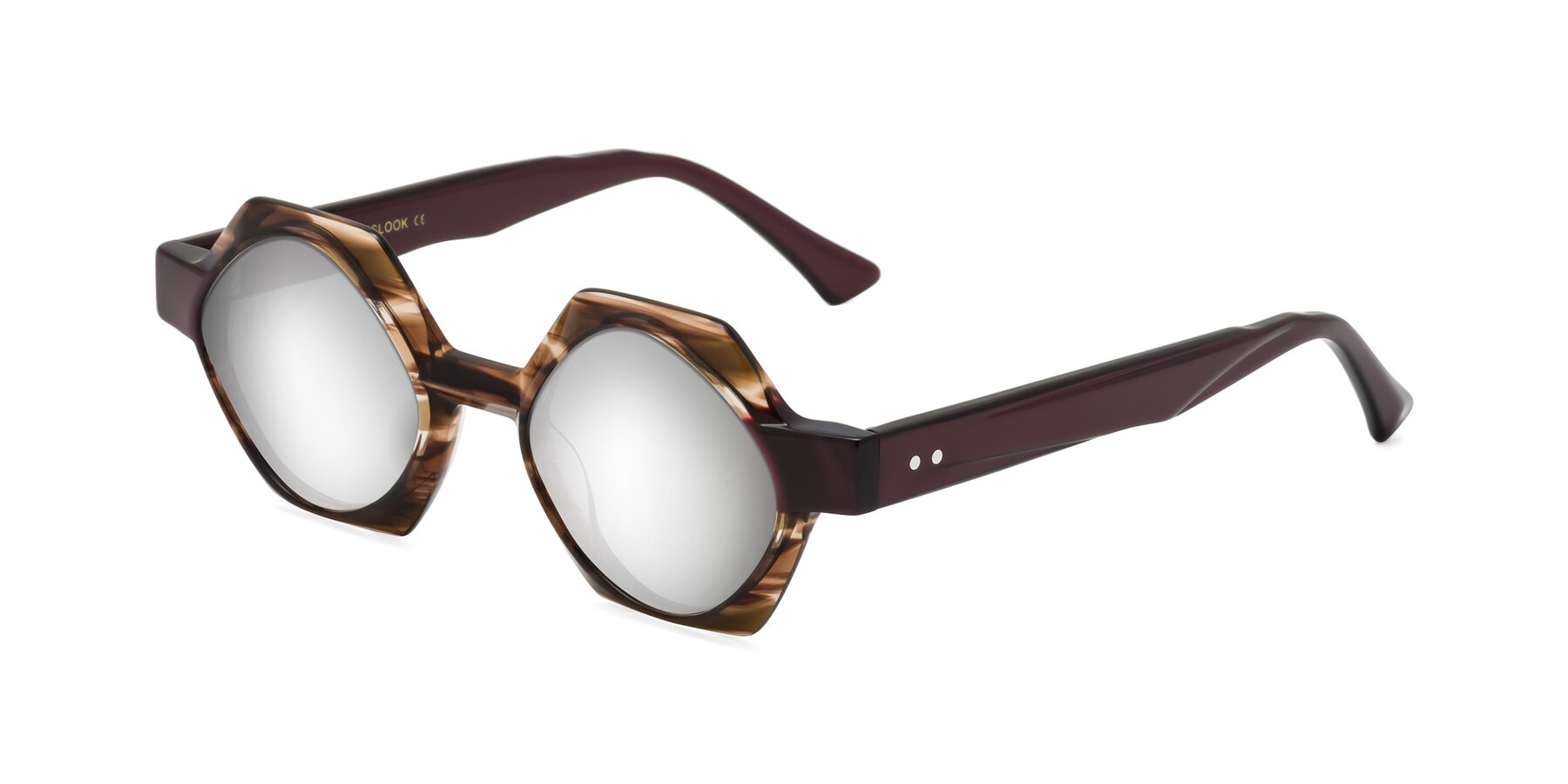 Angle of Yukich in Brown Striped with Silver Mirrored Lenses
