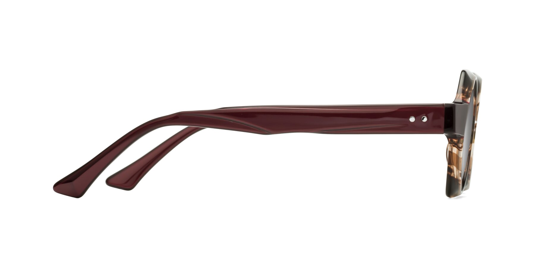 Side of Yukich in Brown Striped with Silver Mirrored Lenses