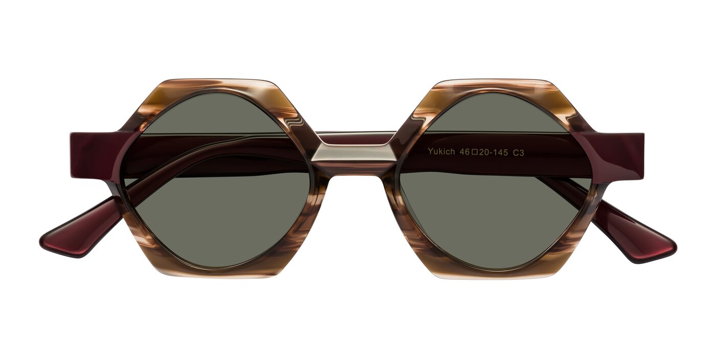 Yukich - Brown Striped Polarized Sunglasses