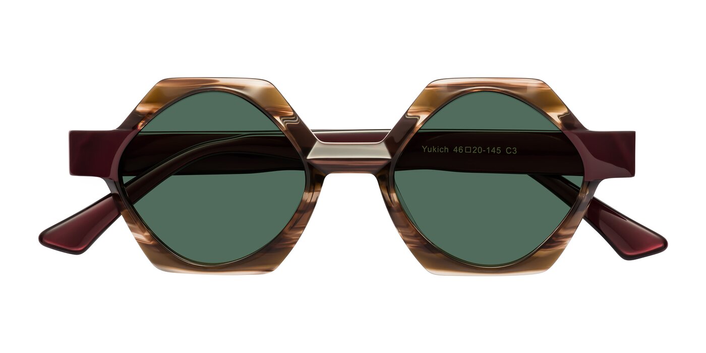 Yukich - Brown Striped Polarized Sunglasses
