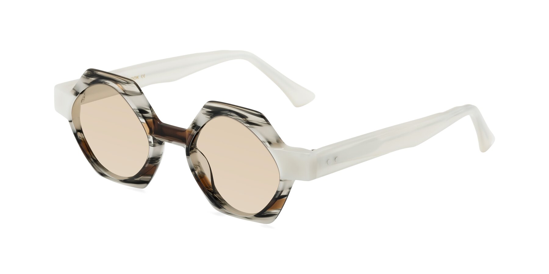 Angle of Yukich in Black Striped with Light Brown Tinted Lenses