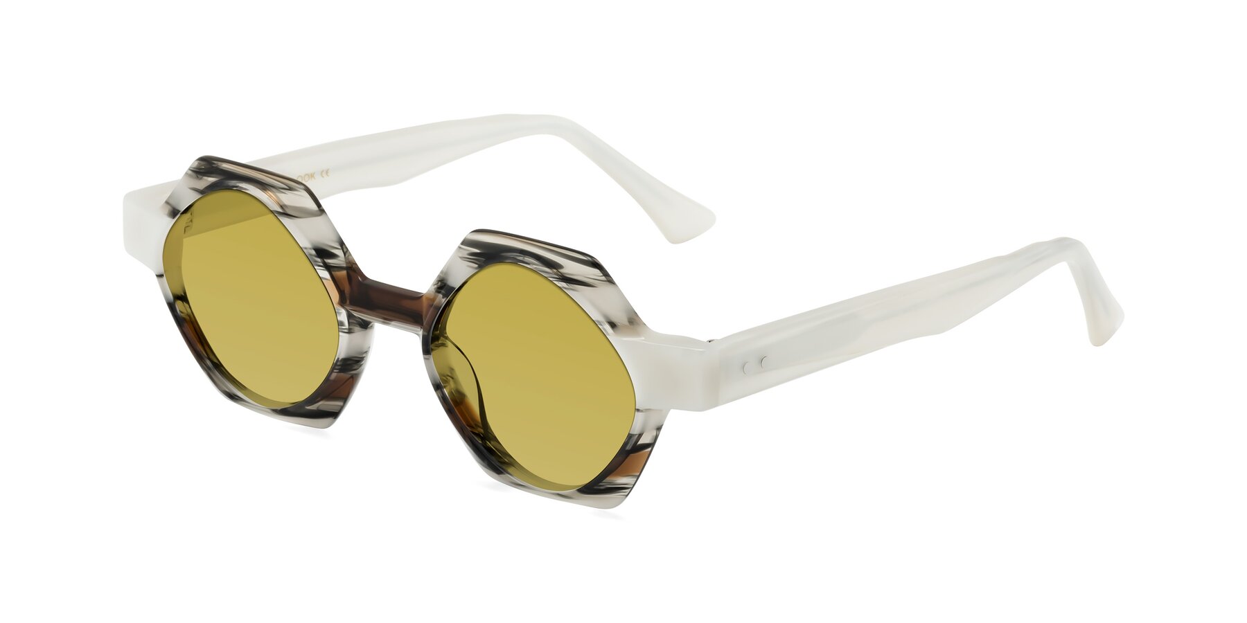 Angle of Yukich in Black Striped with Champagne Tinted Lenses