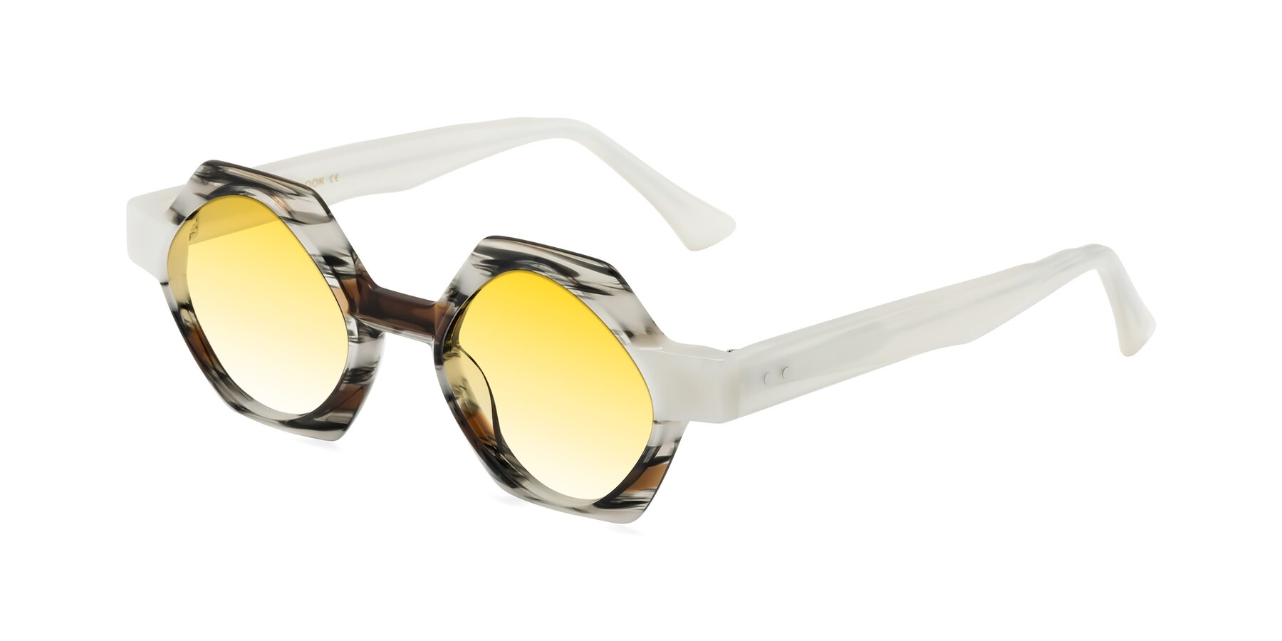 Angle of Yukich in Black Striped with Yellow Gradient Lenses