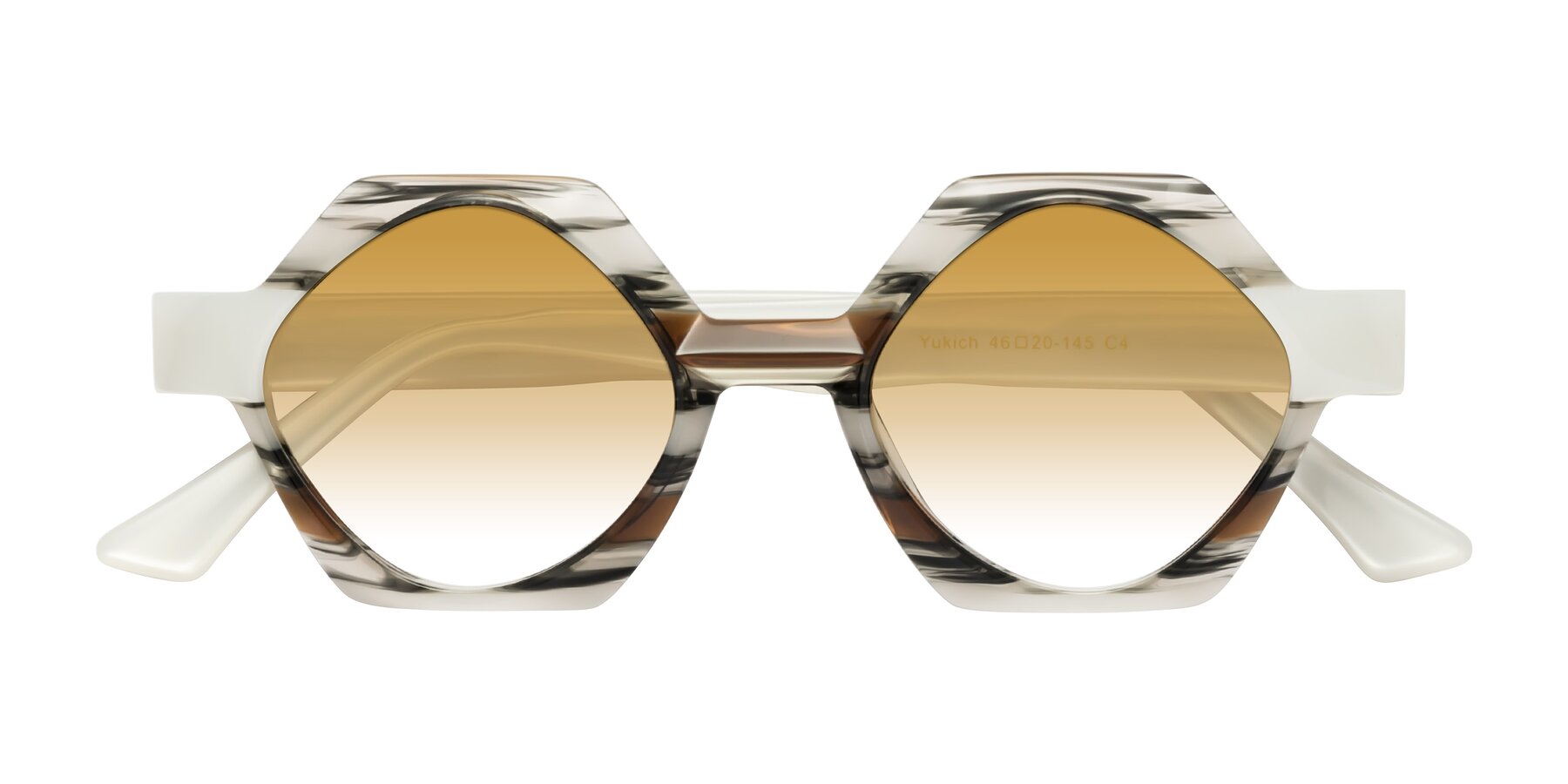 Folded Front of Yukich in Black Striped with Champagne Gradient Lenses
