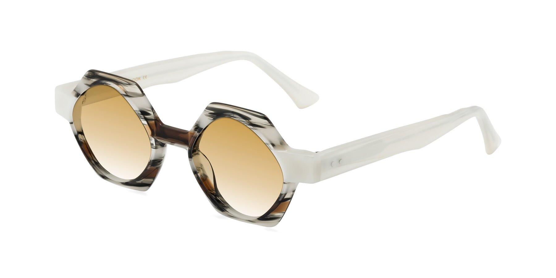 Angle of Yukich in Black Striped with Champagne Gradient Lenses