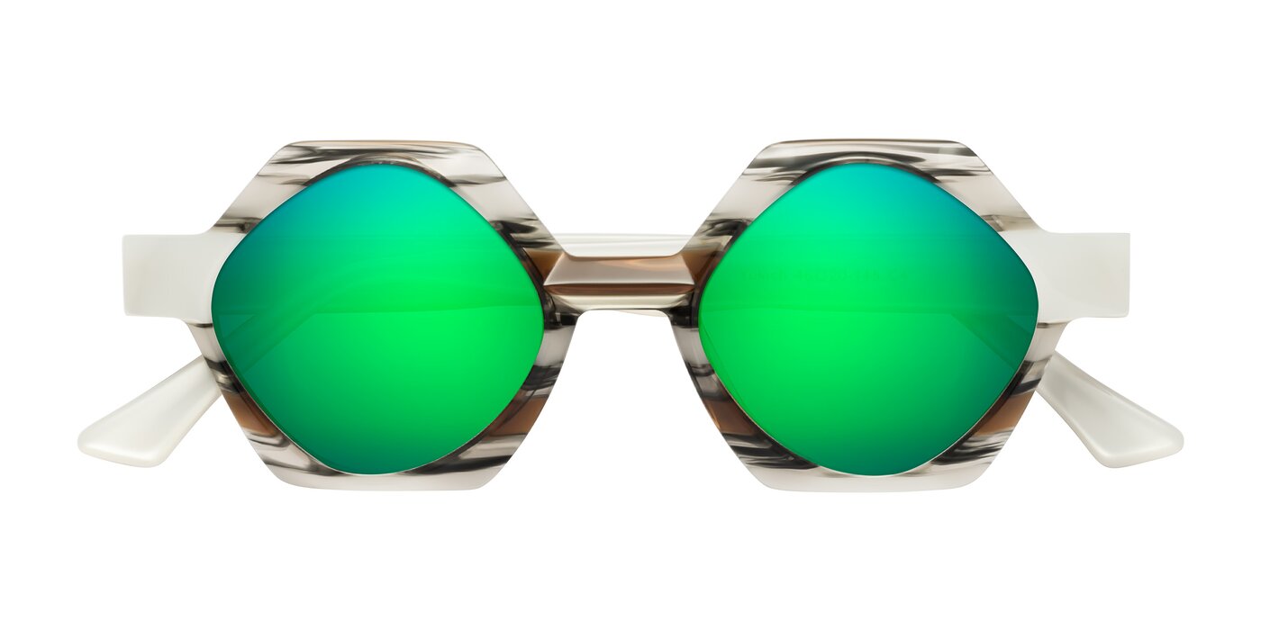 Yukich - Black Striped Flash Mirrored Sunglasses