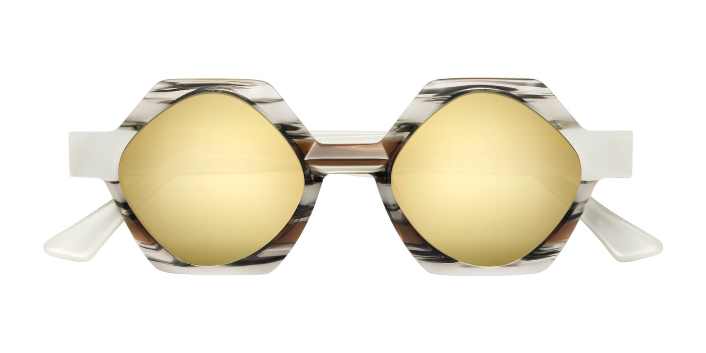 Yukich - Black Striped Flash Mirrored Sunglasses
