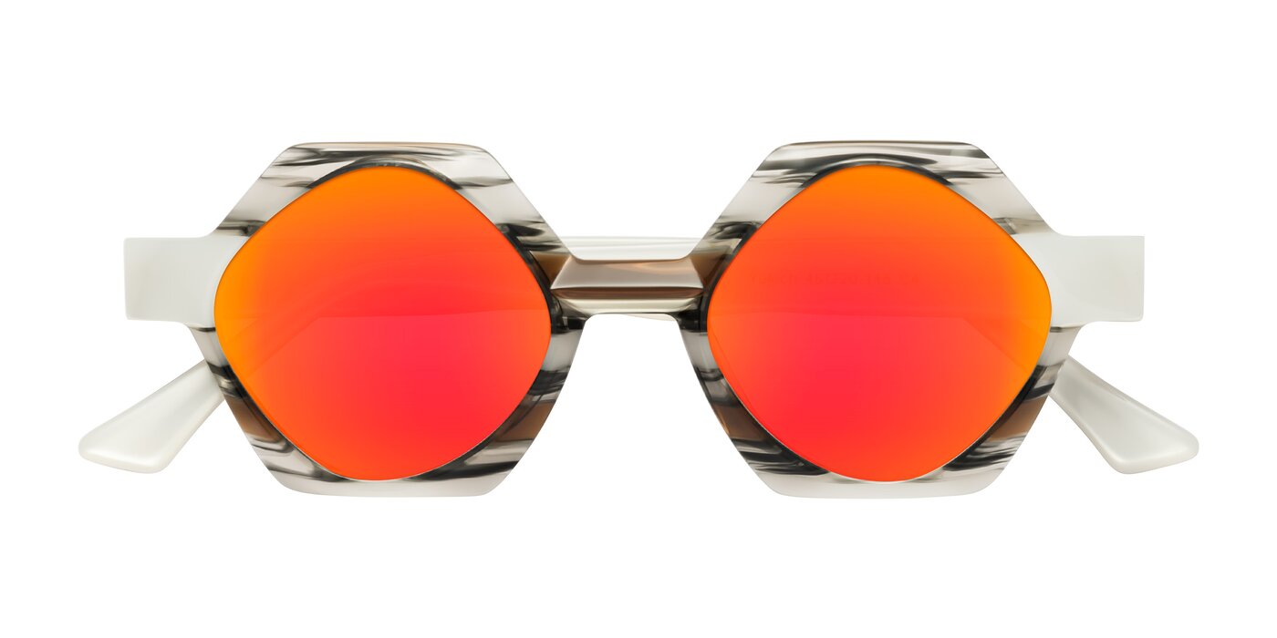 Yukich - Black Striped Flash Mirrored Sunglasses
