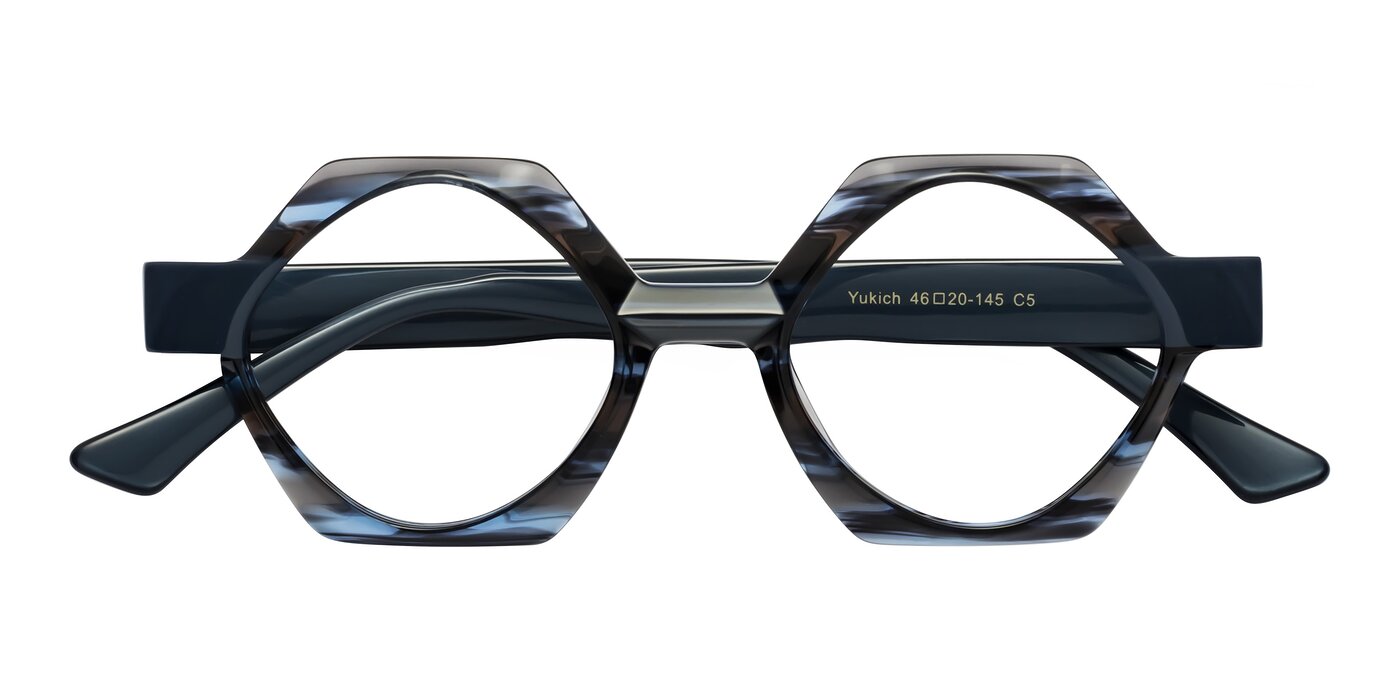 Yukich - Blue Striped Eyeglasses