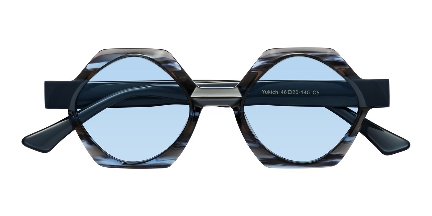Yukich - Blue Striped Tinted Sunglasses