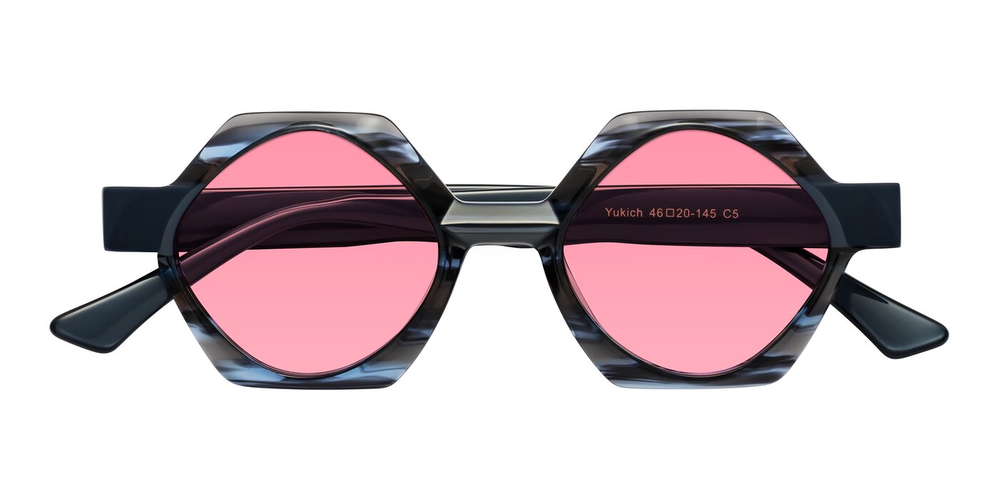 Yukich - Blue Striped Tinted Sunglasses