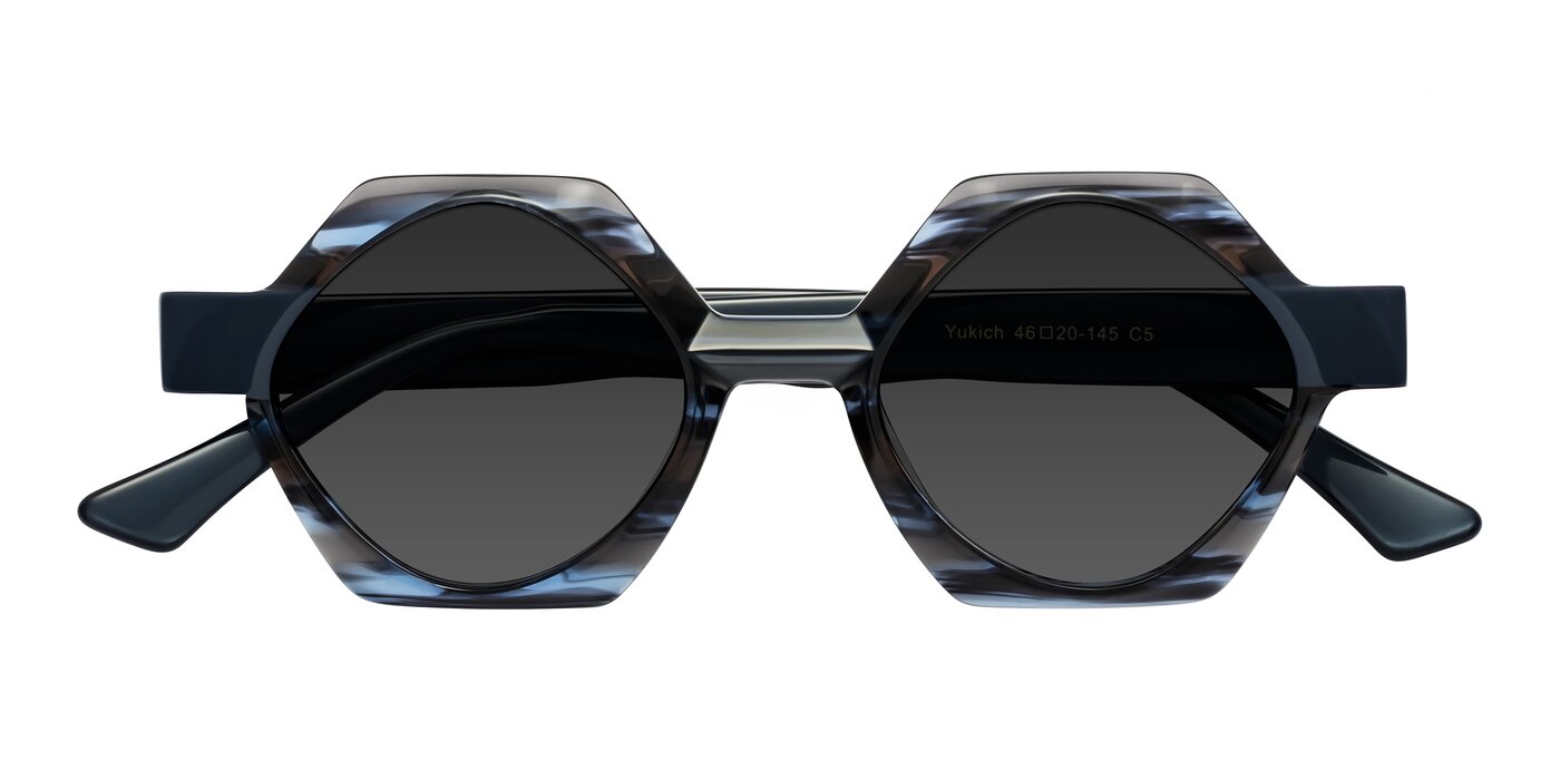 Yukich - Blue Striped Tinted Sunglasses