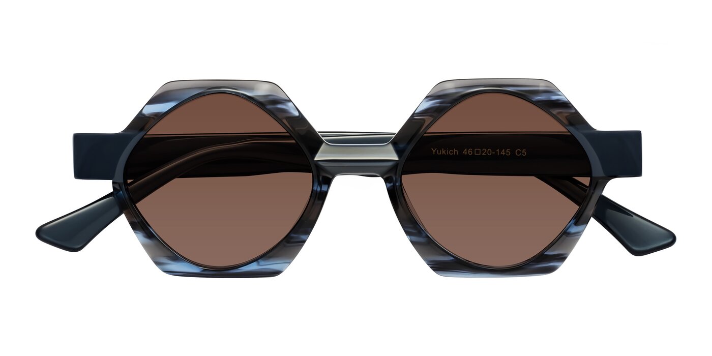 Yukich - Blue Striped Tinted Sunglasses