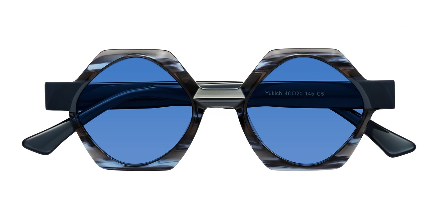 Yukich - Blue Striped Tinted Sunglasses