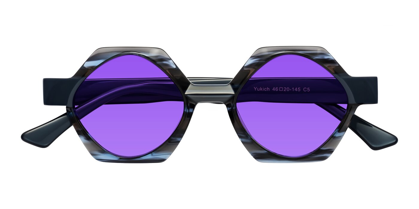 Yukich - Blue Striped Tinted Sunglasses