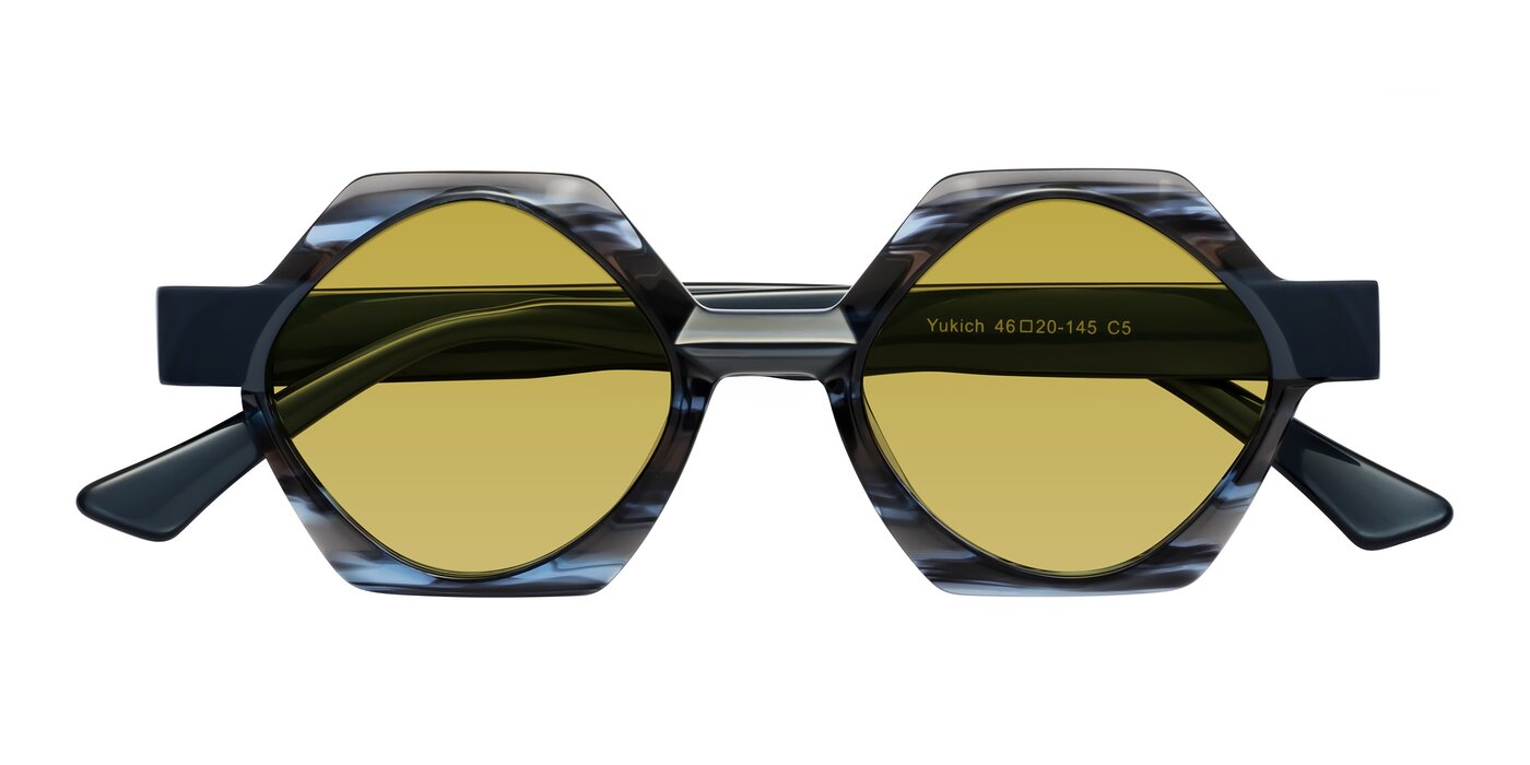 Yukich - Blue Striped Tinted Sunglasses
