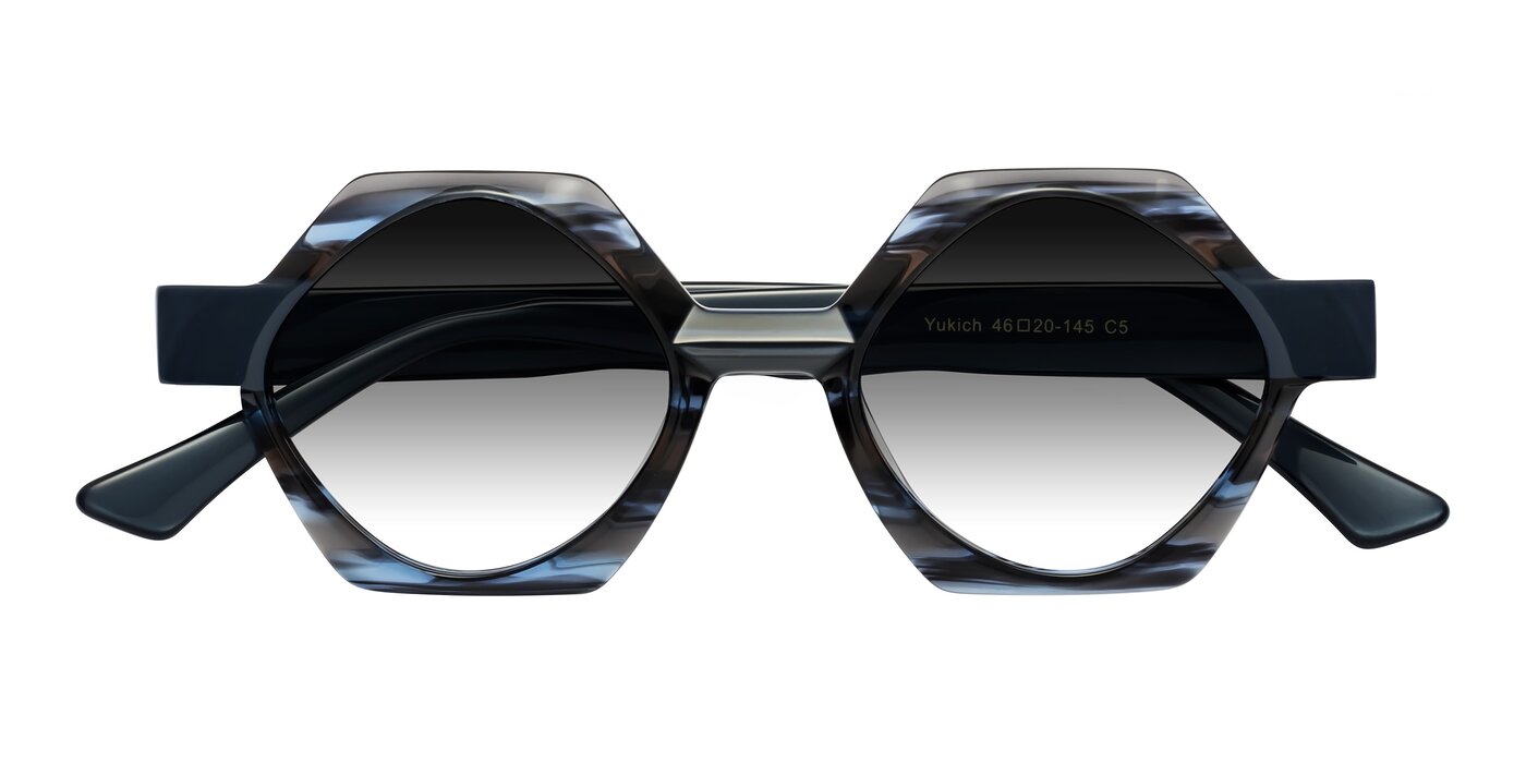 Yukich - Blue Striped Gradient Sunglasses