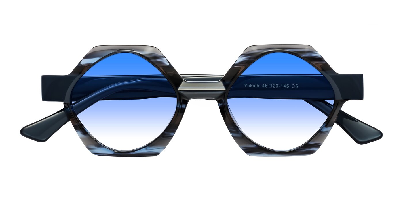 Yukich - Blue Striped Gradient Sunglasses