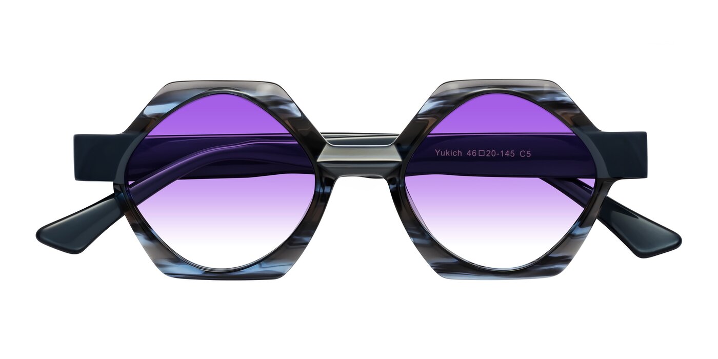 Yukich - Blue Striped Gradient Sunglasses