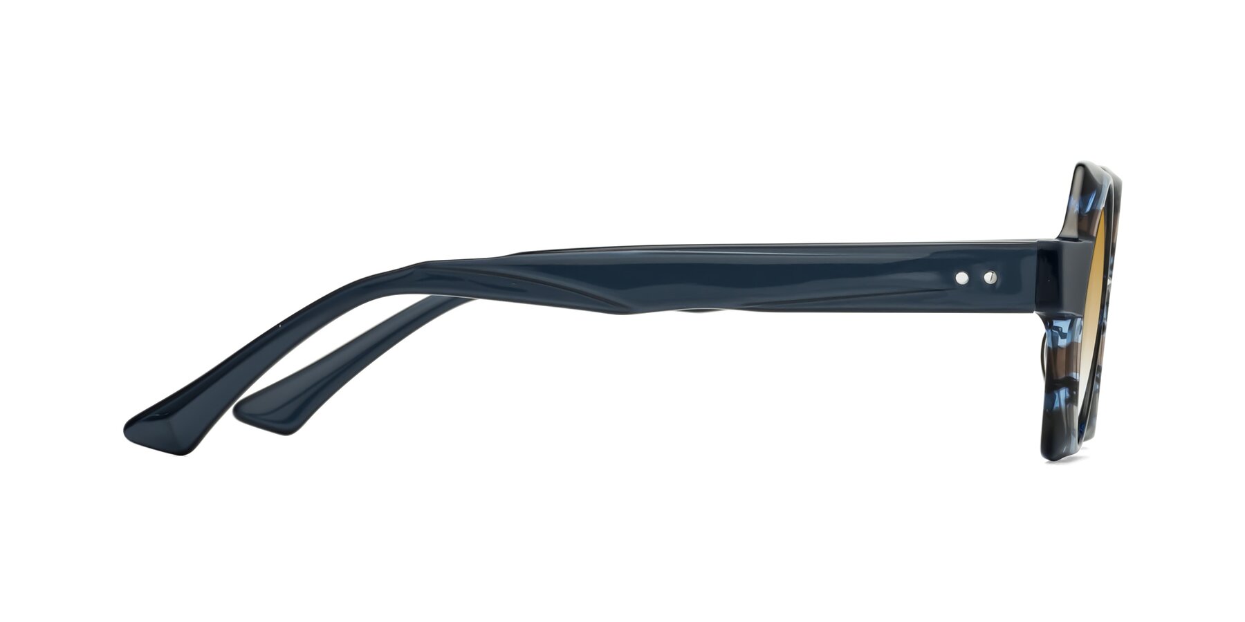 Side of Yukich in Blue Striped with Champagne Gradient Lenses