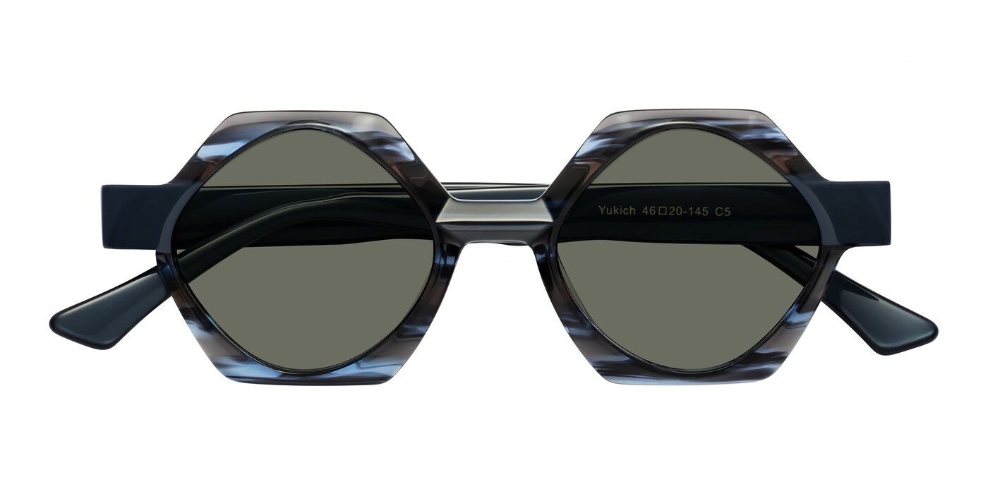Yukich - Blue Striped Polarized Sunglasses