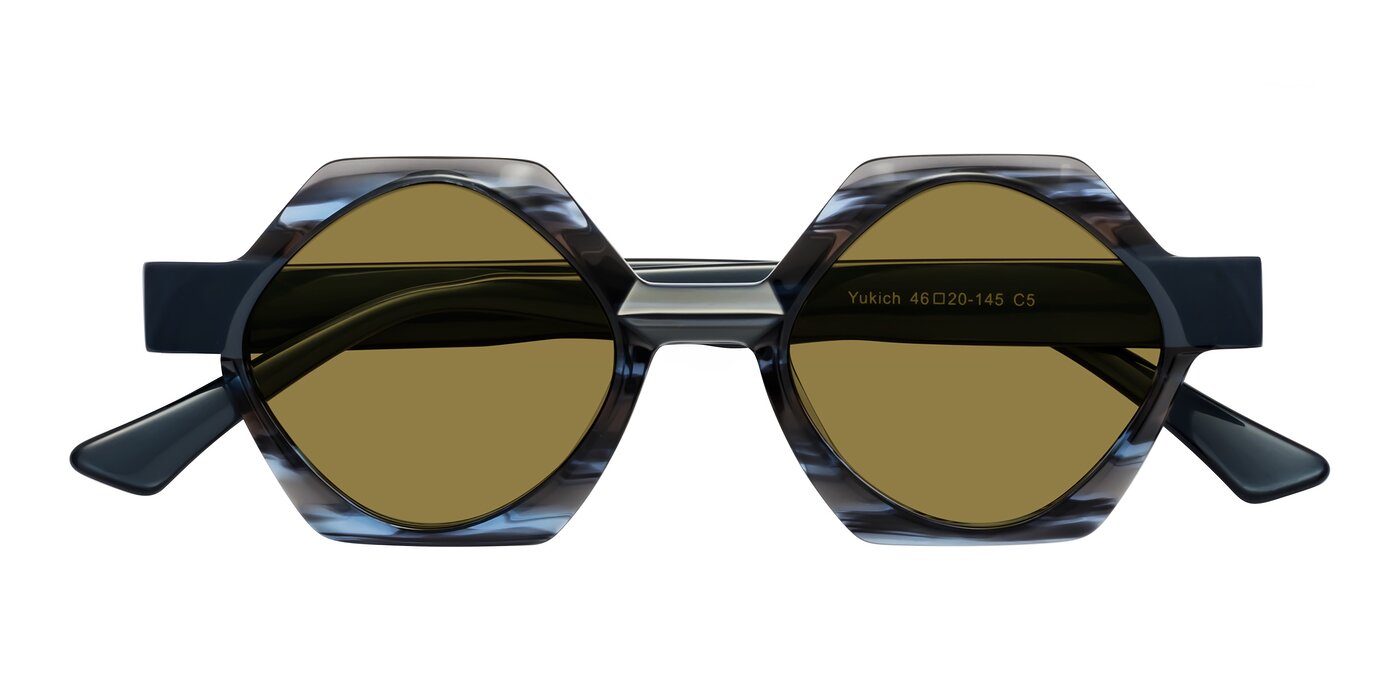 Yukich - Blue Striped Polarized Sunglasses