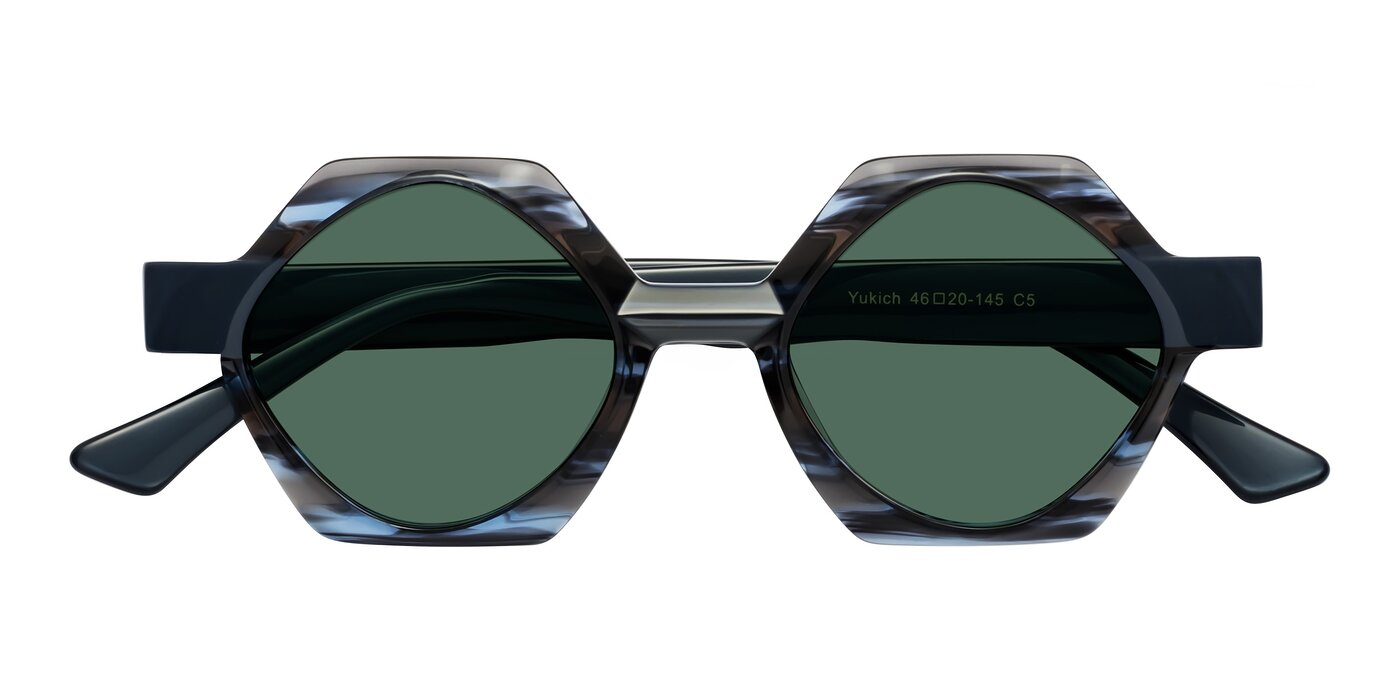 Yukich - Blue Striped Polarized Sunglasses